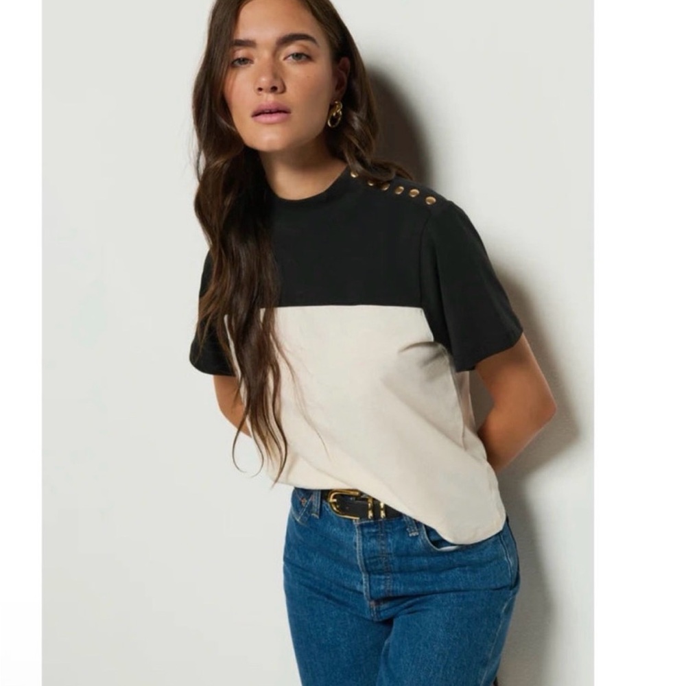 Nation LTD Yvette Colorblock Gold Snap Tee